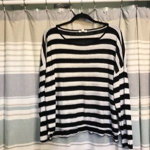 Eileen Fisher Black and White Striped Linen Sweater